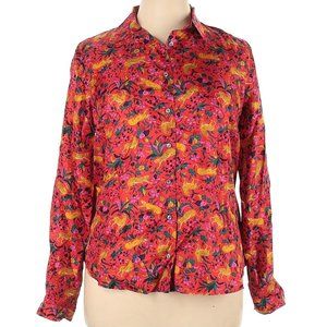 J.Crew Collection 100% Silk Shirt in Jungle Cat Floral Print - Size 14 - EUC